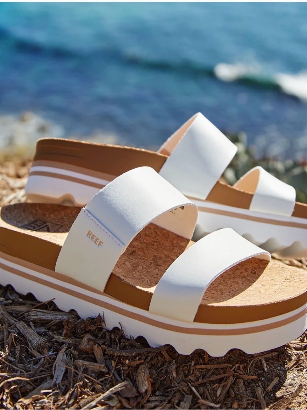 Reef Womens Cushion Vista Hi Arch Support cloud White platform Sandals sz 8.5